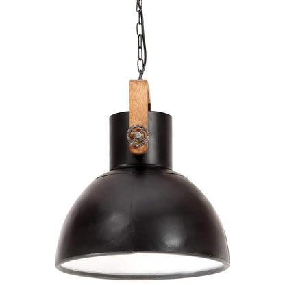 vidaXL Hanging Lamp | Black and barn brown | Iron and mango wood | Medium