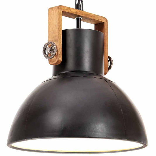 320536 vidaXL Industrial Hanging Lamp 25 W Black Round 30 cm E27