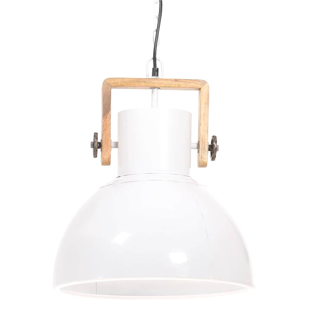320538 vidaXL Industrial Hanging Lamp 25 W White Round 40 cm E27