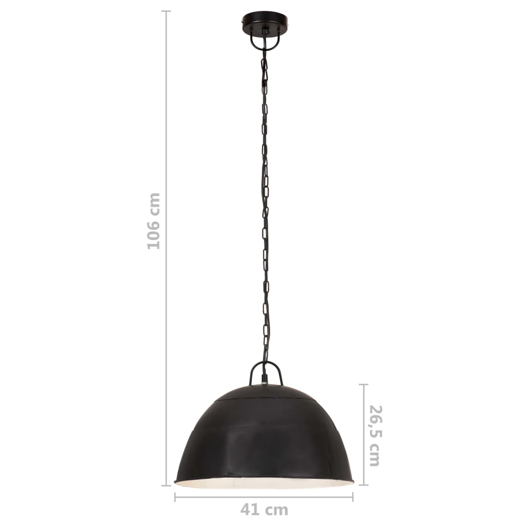 vidaXL Hanging Lamp | Black | Iron | Medium | Hanging Lamp | Round | Industrial