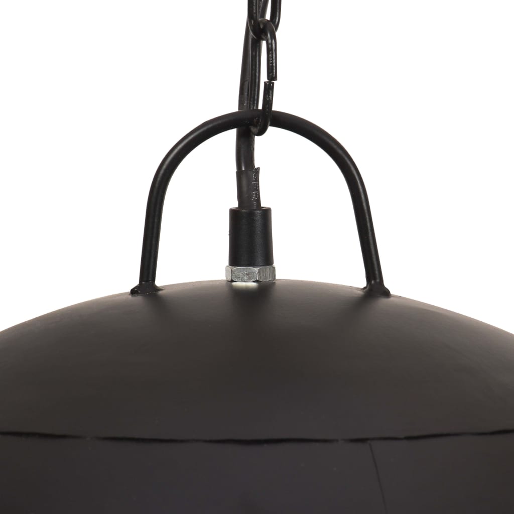 vidaXL Hanging Lamp | Black | Iron | Medium | Hanging Lamp | Round | Industrial