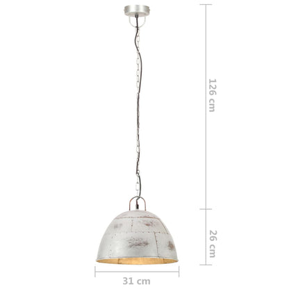 vidaXL Industrial Vintage Hanging Lamp 25 W Silver Round 31 cm E27