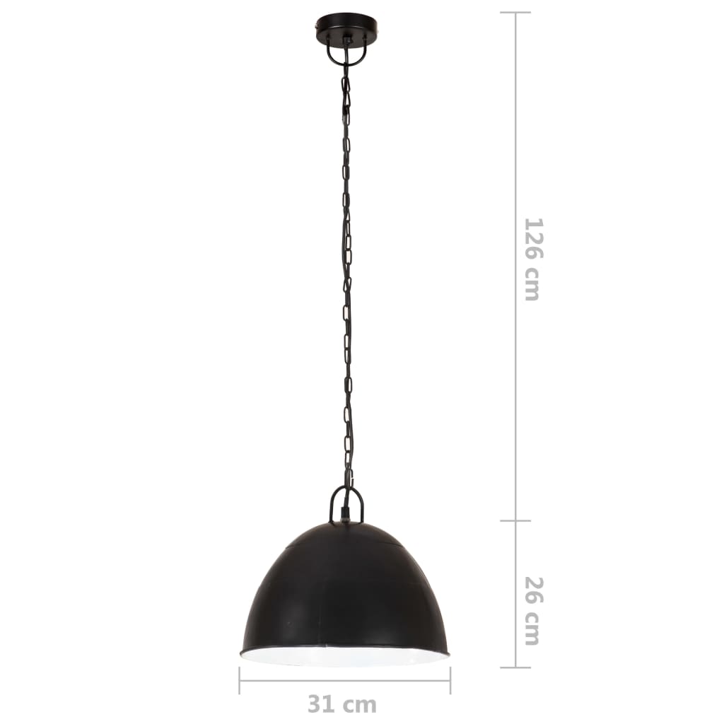 vidaXL Hanging Lamp | Black | Iron | 31 cm diameter | Hanging Light | Round