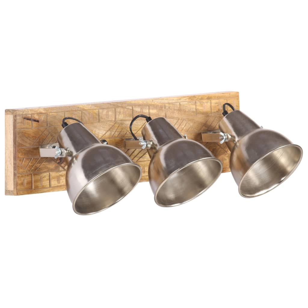 vidaXL Industrial Wall Lamp Silver 70x23 cm E27 Mango Wood