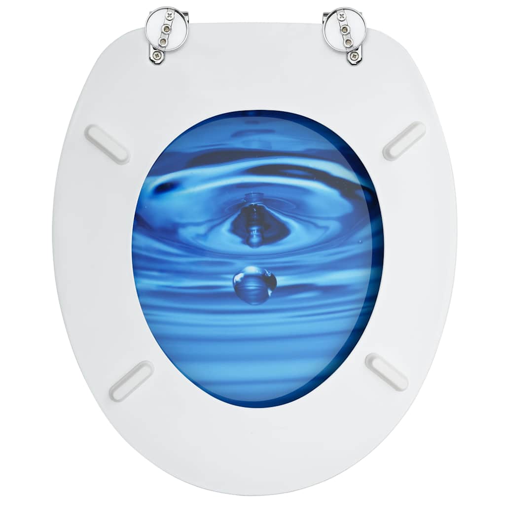 vidaXL WC Toilet Seat with Lid MDF Blue Water Drop Design