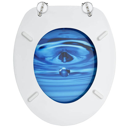 vidaXL WC Toilet Seat with Lid MDF Blue Water Drop Design