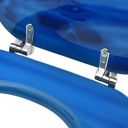 vidaXL WC Toilet Seat with Lid MDF Blue Water Drop Design