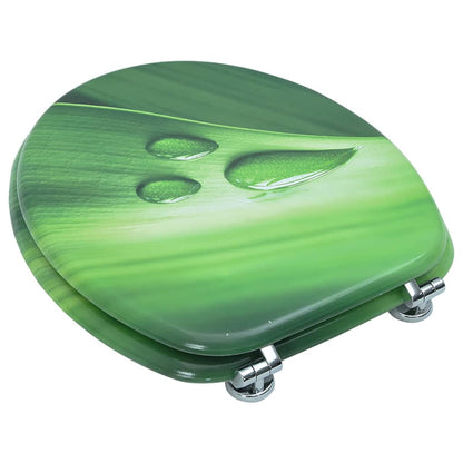 vidaXL WC Toilet Seat with Lid MDF Green Water Drop Design
