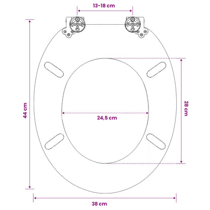 vidaXL WC Toilet Seat with Lid MDF Beach Design