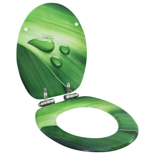 146915 vidaXL WC Toilet Seat with Soft Close Lid MDF Green Water Drop Design
