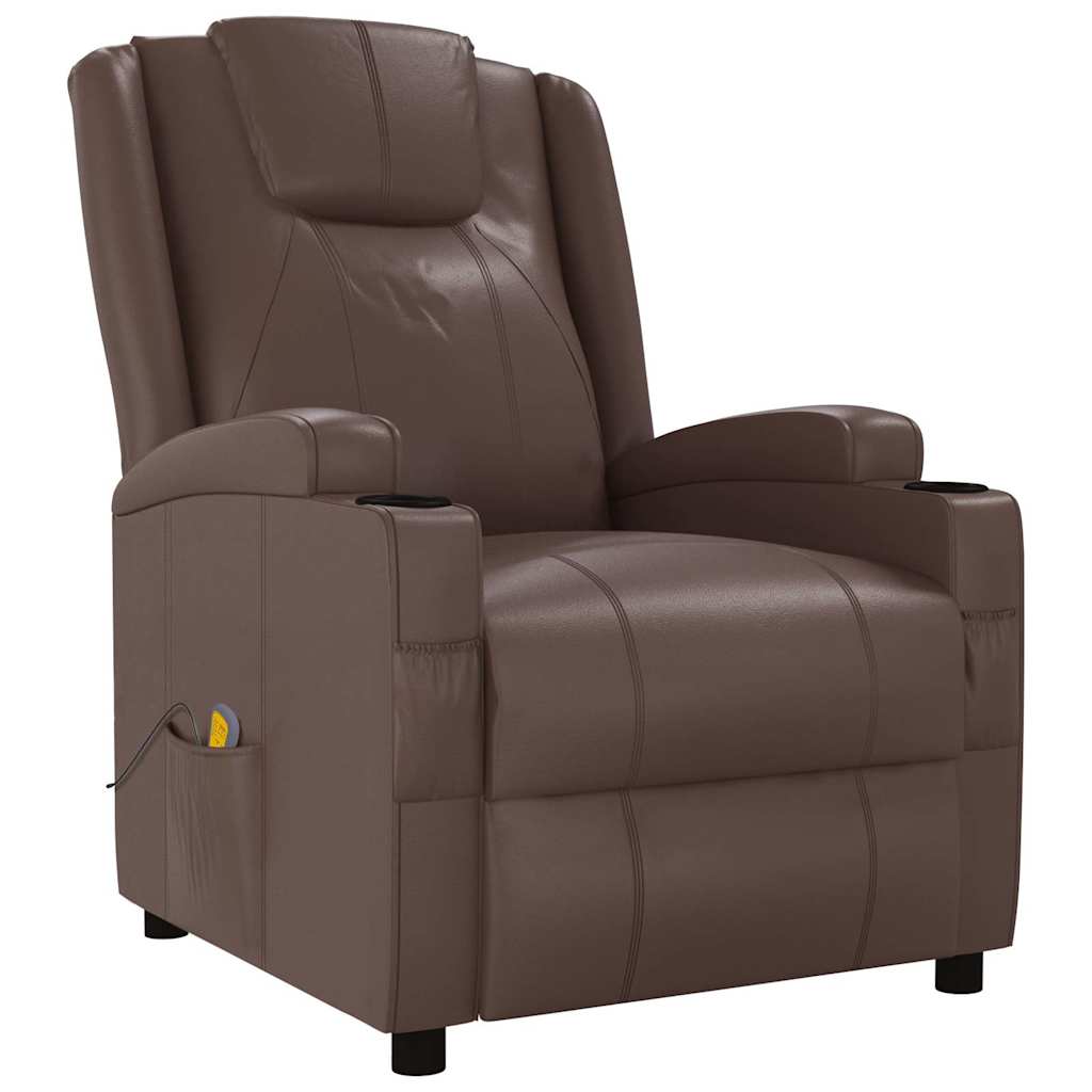 vidaXL Massage Chair Brown Faux Leather