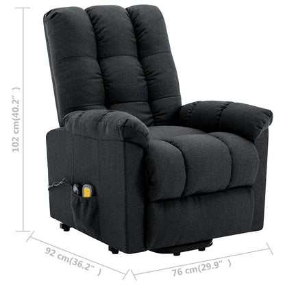vidaXL Stand-up Massage Recliner Dark Grey Fabric