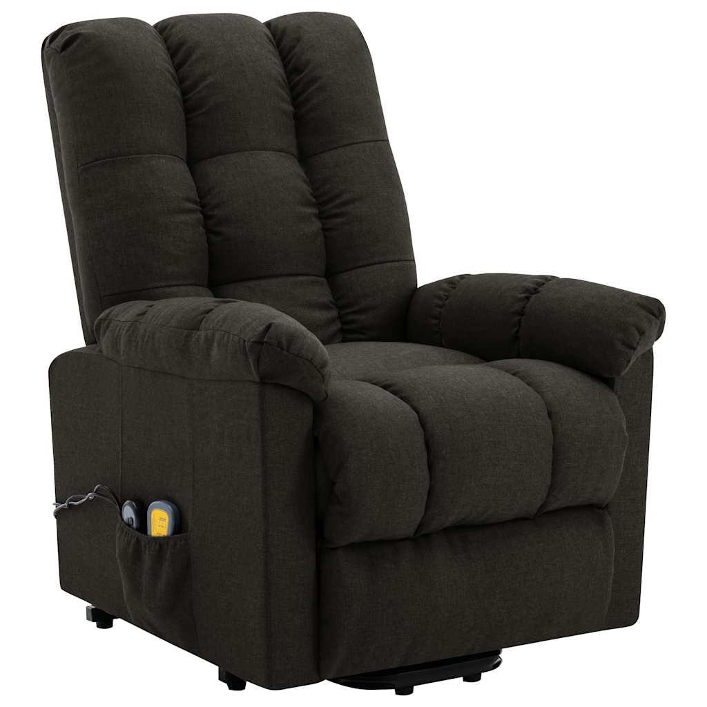 vidaXL Stand-up Massage Recliner Dark Brown Fabric