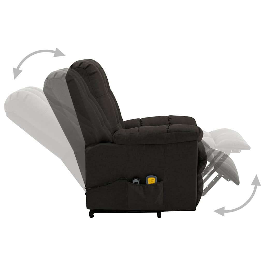 vidaXL Stand-up Massage Recliner Dark Brown Fabric