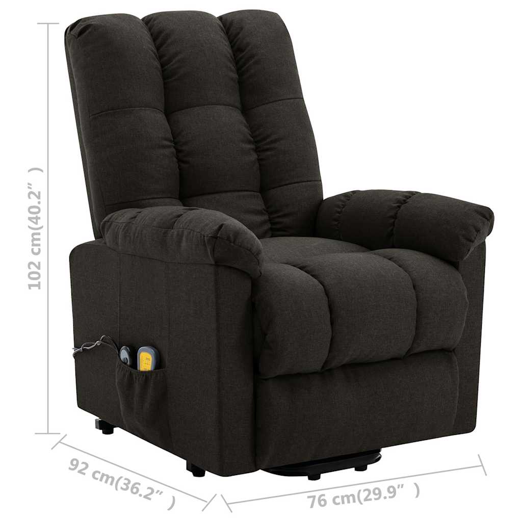 vidaXL Stand-up Massage Recliner Dark Brown Fabric