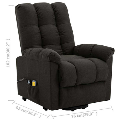 vidaXL Stand-up Massage Recliner Dark Brown Fabric