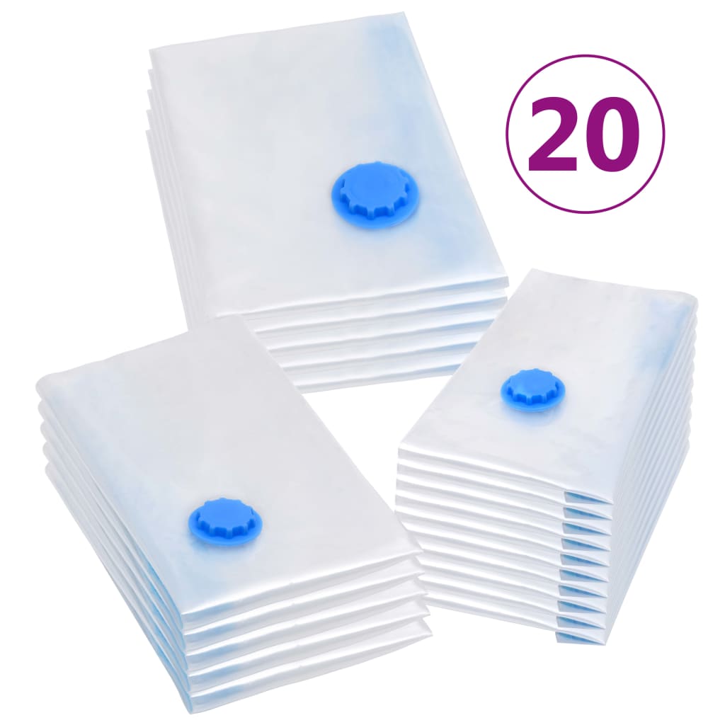 vidaXL Vacuum Travel Storage Bags Clothing Bags 3 Sizes 20 pcs