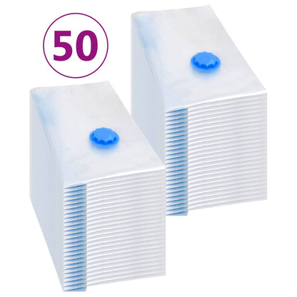 vidaXL Vacuum Travel Bag | Set of 50 | Transparent and Blue | Plastic
