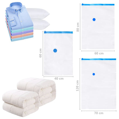 vidaXL Vacuum Travel Bag | Set of 50 | Transparent and Blue | Plastic
