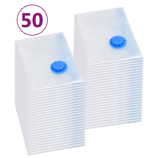 vidaXL Vacuum Travel Bag | Set of 50 | Transparent and blue | Plastic | Large