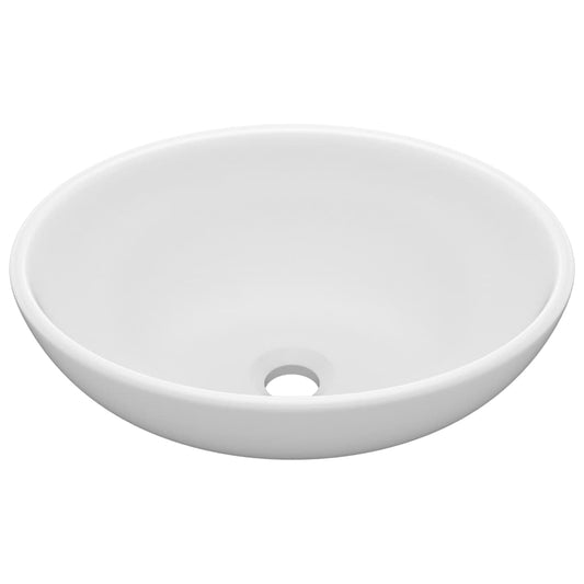 vidaXL Luxury Basin Oval-shaped Matt White 40x33 cm Ceramic