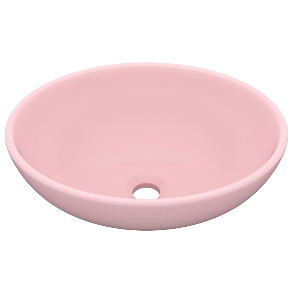 vidaXL Luxury Basin Oval-shaped Matt Pink 40x33 cm Ceramic