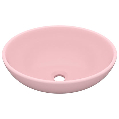 vidaXL Luxury Basin Oval-shaped Matt Pink 40x33 cm Ceramic