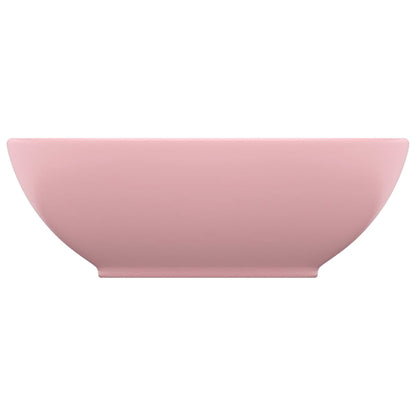 vidaXL Luxury Basin Oval-shaped Matt Pink 40x33 cm Ceramic