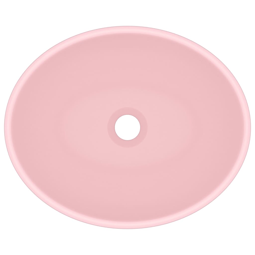vidaXL Luxury Basin Oval-shaped Matt Pink 40x33 cm Ceramic