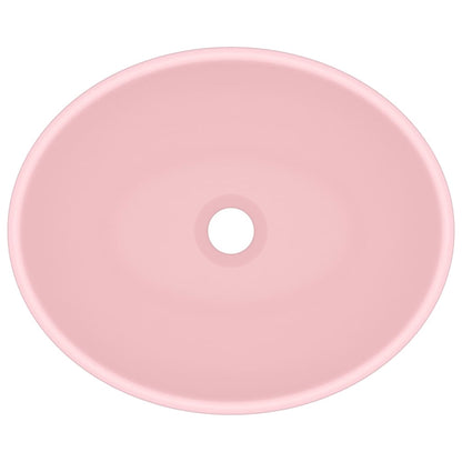 vidaXL Luxury Basin Oval-shaped Matt Pink 40x33 cm Ceramic