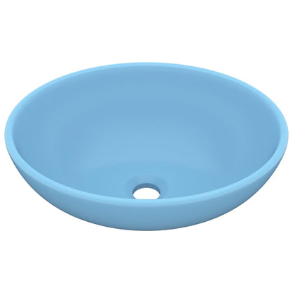 vidaXL Luxury Basin Oval-shaped Matt Light Blue 40x33 cm Ceramic
