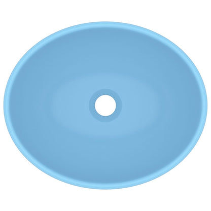 vidaXL Luxury Basin Oval-shaped Matt Light Blue 40x33 cm Ceramic