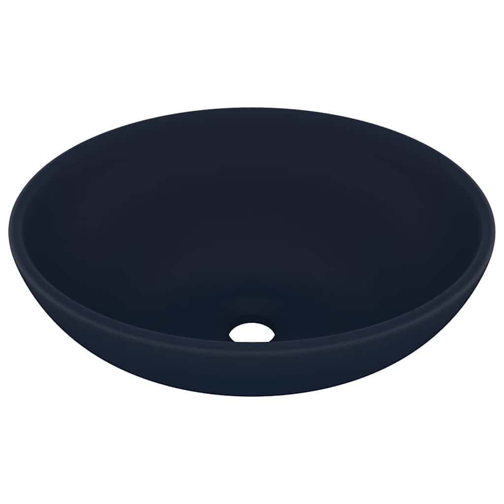 vidaXL Luxury Basin Oval-shaped Matt Dark Blue 40x33 cm Ceramic