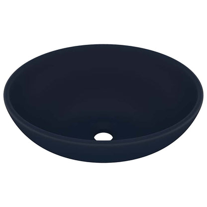 vidaXL Luxury Basin Oval-shaped Matt Dark Blue 40x33 cm Ceramic