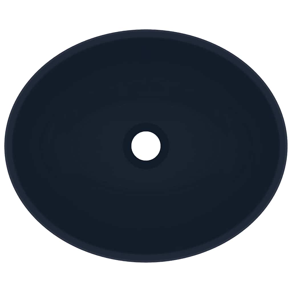 vidaXL Luxury Basin Oval-shaped Matt Dark Blue 40x33 cm Ceramic