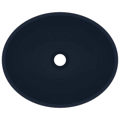 vidaXL Luxury Basin Oval-shaped Matt Dark Blue 40x33 cm Ceramic