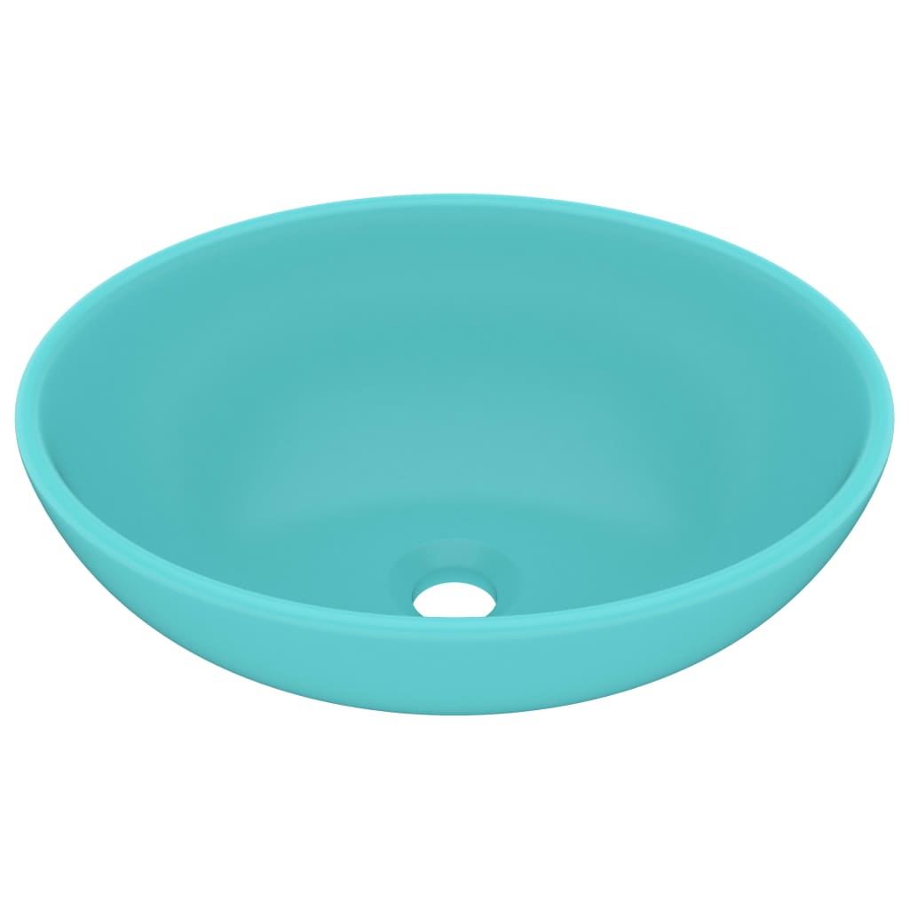 vidaXL Luxury Basin Oval-shaped Matt Light Green 40x33 cm Ceramic