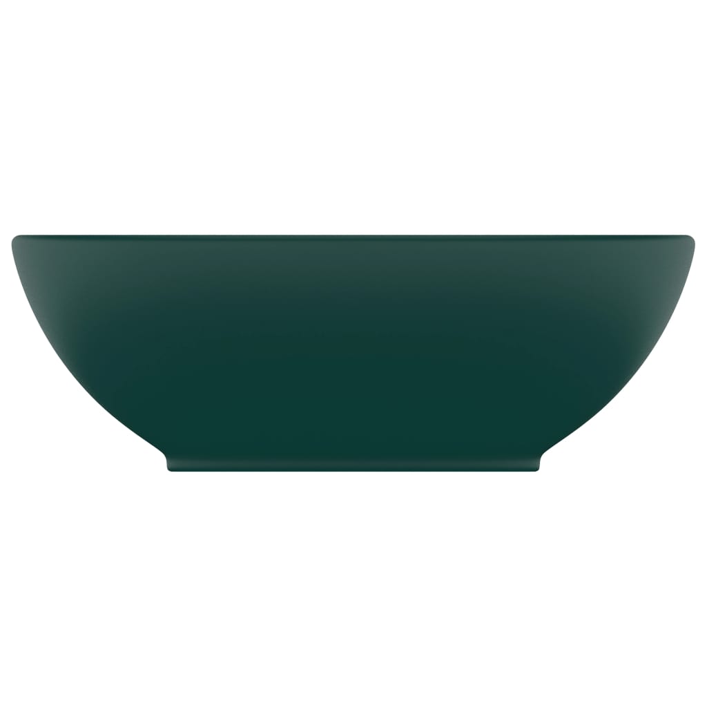 vidaXL Luxury Basin Oval-shaped Matt Dark Green 40x33 cm Ceramic