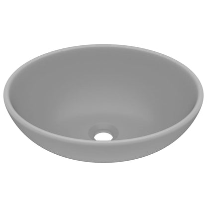 vidaXL Luxury Basin Oval-shaped Matt Light Grey 40x33 cm Ceramic