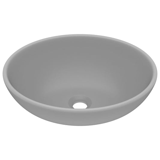 vidaXL Luxury Basin Oval-shaped Matt Light Grey 40x33 cm Ceramic