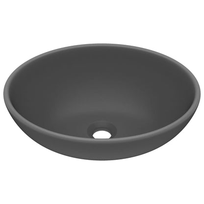vidaXL Luxury Basin Oval-shaped Matt Dark Grey 40x33 cm Ceramic