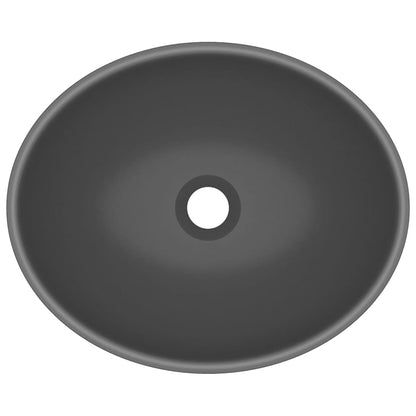vidaXL Luxury Basin Oval-shaped Matt Dark Grey 40x33 cm Ceramic