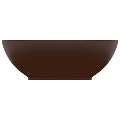 vidaXL Luxury Basin Oval-shaped Matt Dark Brown 40x33 cm Ceramic