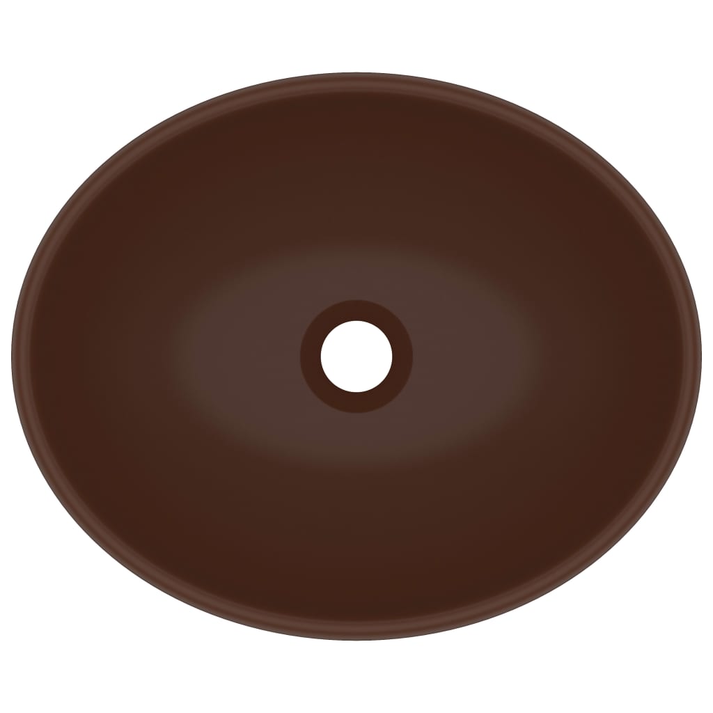 vidaXL Luxury Basin Oval-shaped Matt Dark Brown 40x33 cm Ceramic