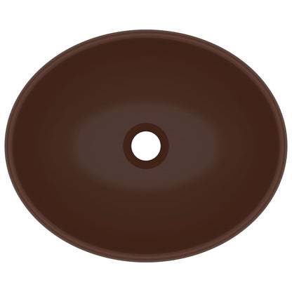 vidaXL Luxury Basin Oval-shaped Matt Dark Brown 40x33 cm Ceramic