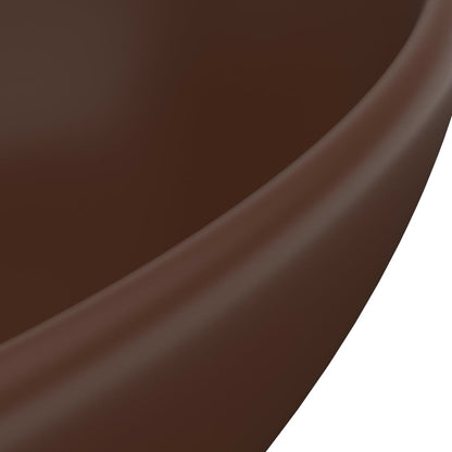 vidaXL Luxury Basin Oval-shaped Matt Dark Brown 40x33 cm Ceramic