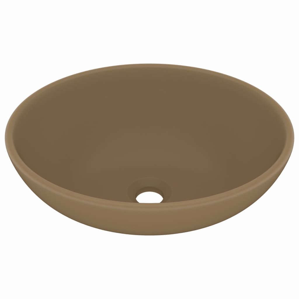 vidaXL Luxury Basin Oval-shaped Matt Cream 40x33 cm Ceramic