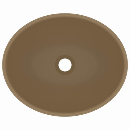 vidaXL Luxury Basin Oval-shaped Matt Cream 40x33 cm Ceramic