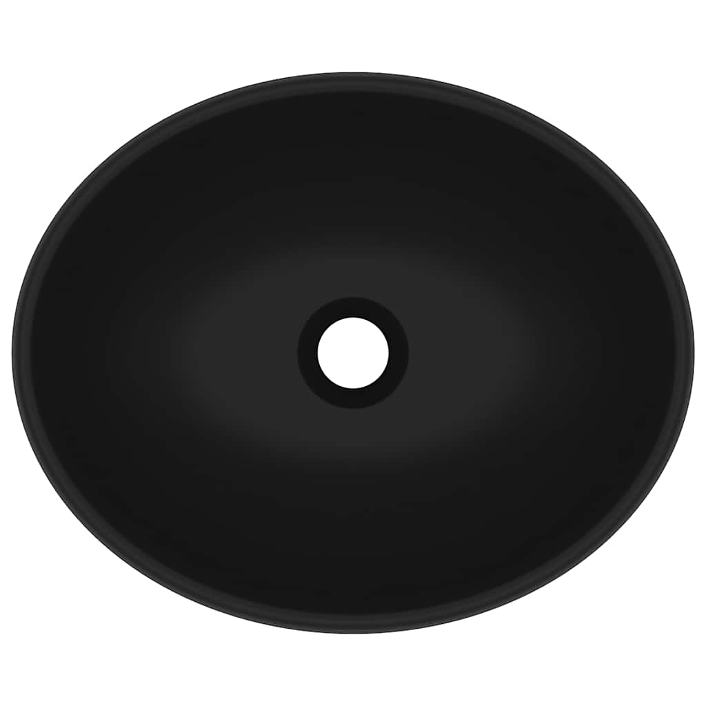 vidaXL Luxury Basin Oval-shaped Matt Black 40x33 cm Ceramic