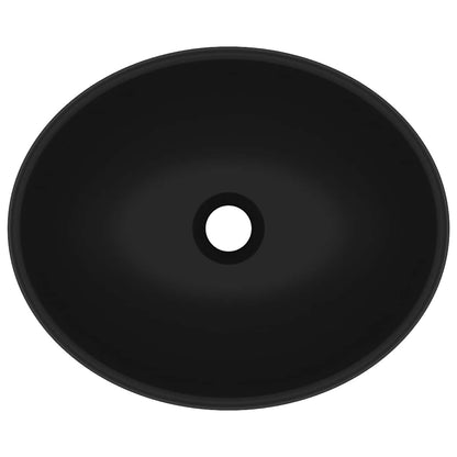 vidaXL Luxury Basin Oval-shaped Matt Black 40x33 cm Ceramic